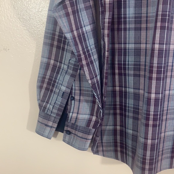 Alfani Slim Fit Purple, White, Gray & Navy Plaid Long Sleeve Button Down🥳HP🥳 - Picture 3 of 5